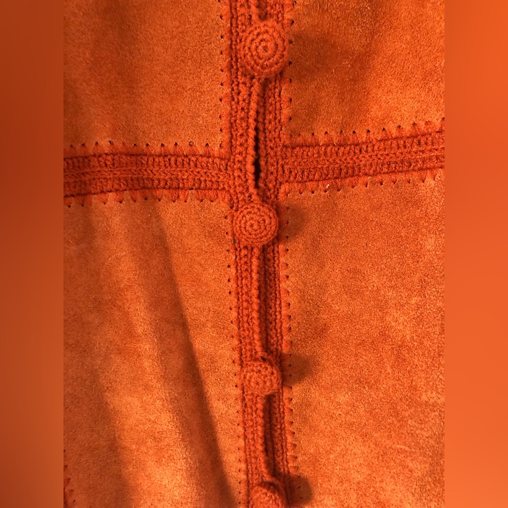 Rare 70s Vintage Boho Plus size Suede Crochet Fur Jacket - Picture 17 of 17